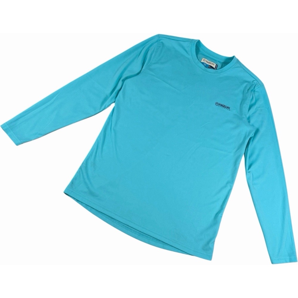 Magellan Outdoors Mens Long Sleeve Performance Fishing Shirt Blue Size S